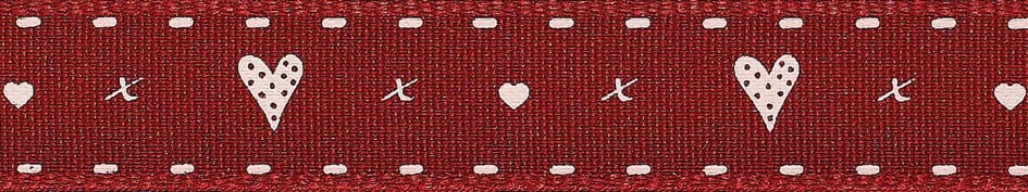 Berisfords Ribbon Hearts and Kisses Ribbon: 15mm: Red. Price per metre. - The Sewing Studio