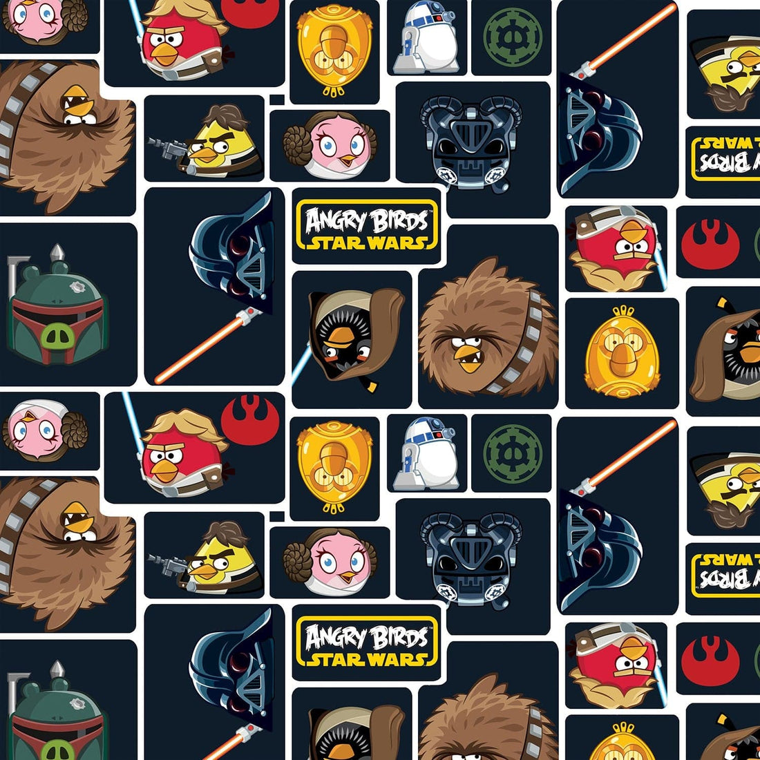 Camelot Fabrics Fabric Patchwork Fabric Angry Birds Star Wars Character Blocks Dark Navy - The Sewing Studio
