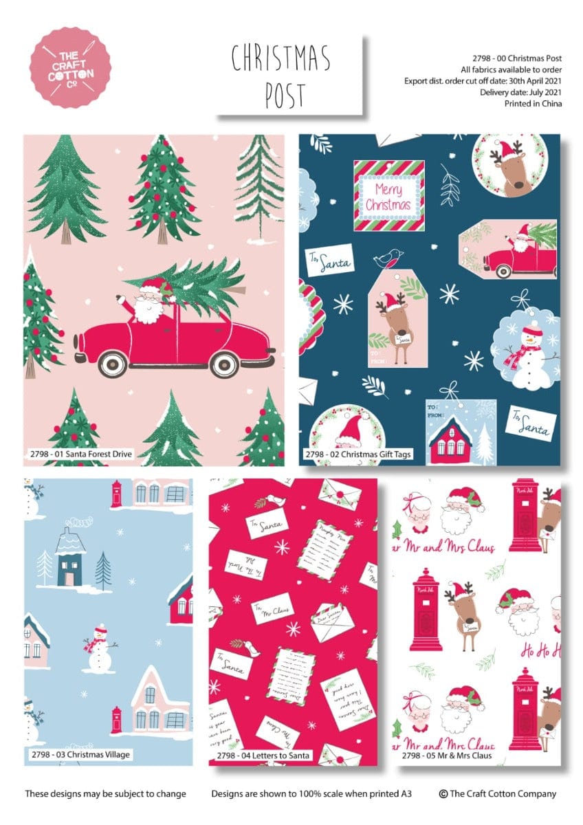 Craft Cotton Co Fabric Pre Cuts Christmas Post Fat Quarter Pack - The Sewing Studio