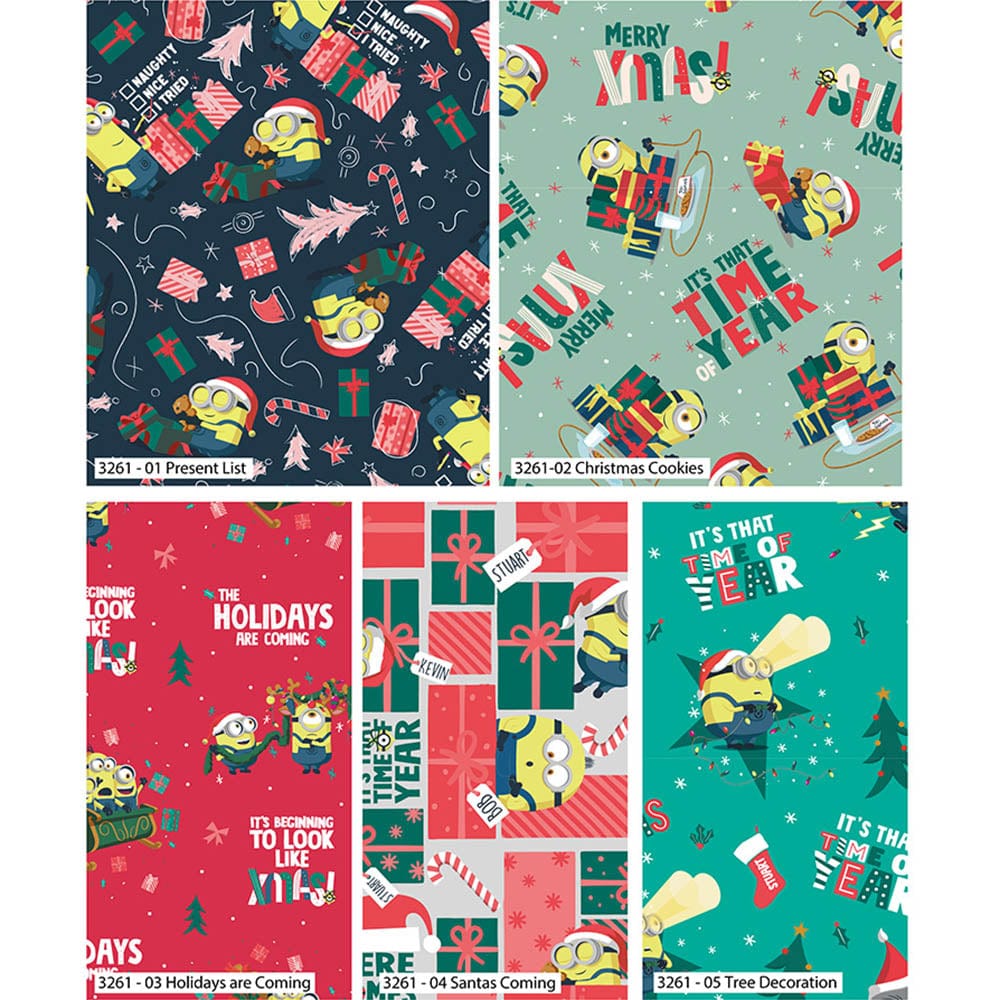 Craft Cotton Co Fabric Pre Cuts Minions Christmas Fat Quarter Pack 3261-00 - The Sewing Studio