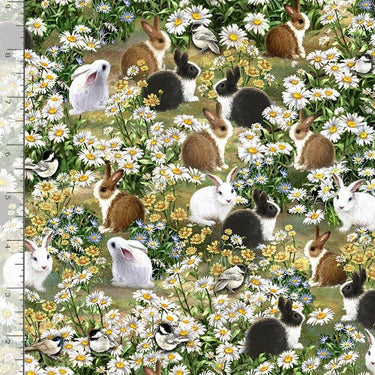 Timeless Treasures Fabric Spring Meadow Bunnies