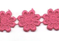 Essential Trimmings Lace Guipure Daisy Lace Trim: 24mm: Cerise - The Sewing Studio