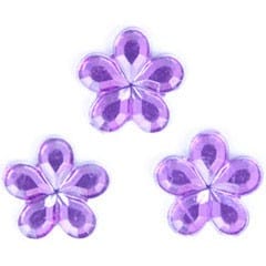 Acrylic Stones: Glue-On: Flower: Lilac: Pack of 12