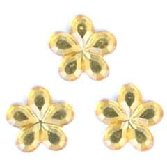 Acrylic Stones: Glue-On: Flower: Gold: Pack of 12