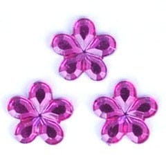 Acrylic Stones: Glue-On: Flower: Cerise: Pack of 12