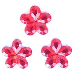 Acrylic Stones: Glue-On: Flower: Red: Pack of 12