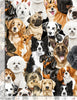 Realistic Dogs Assorted Breeds Fabric Black