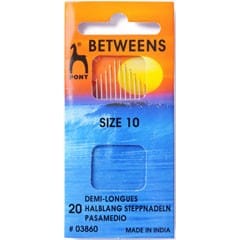 Hand Sewing Needles: Betweens (quilting): Gold Eye: Size 10