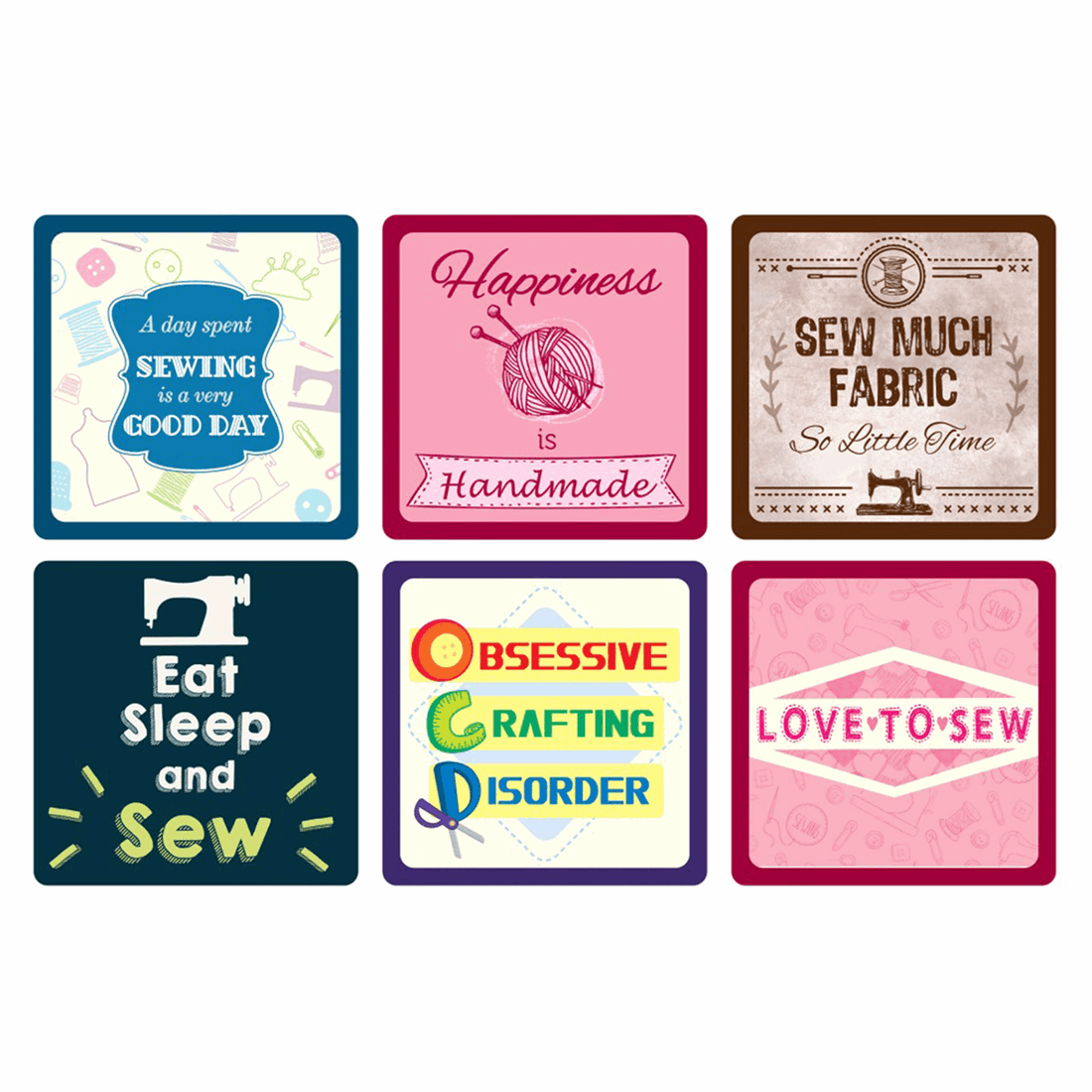 Groves Quilting Accessories Sewing Themed Coasters Set Of Six - The Sewing Studio