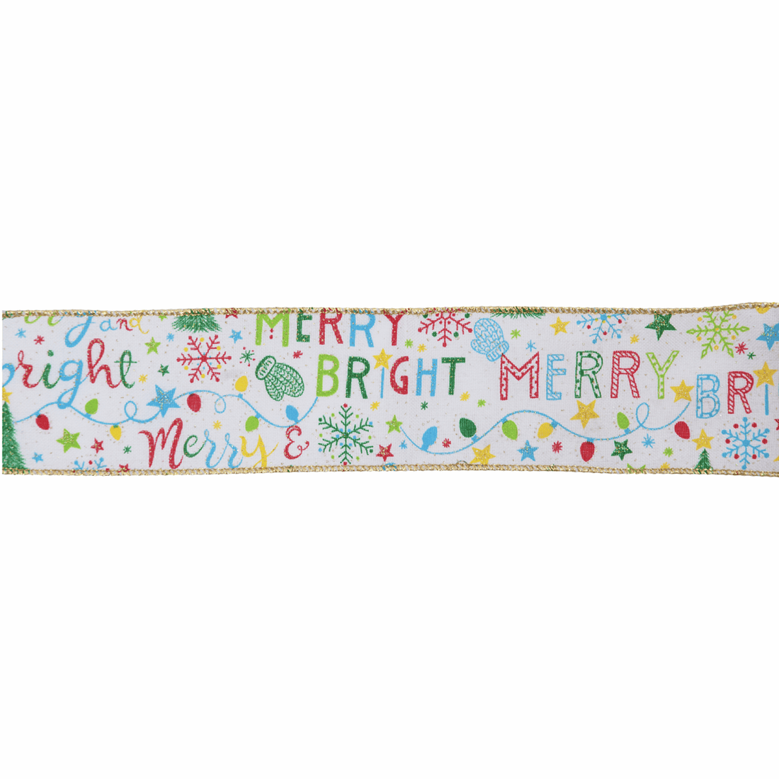 Groves Ribbon Premium Wire Edge Ribbon: Merry & Bright: 63mm Wide - The Sewing Studio