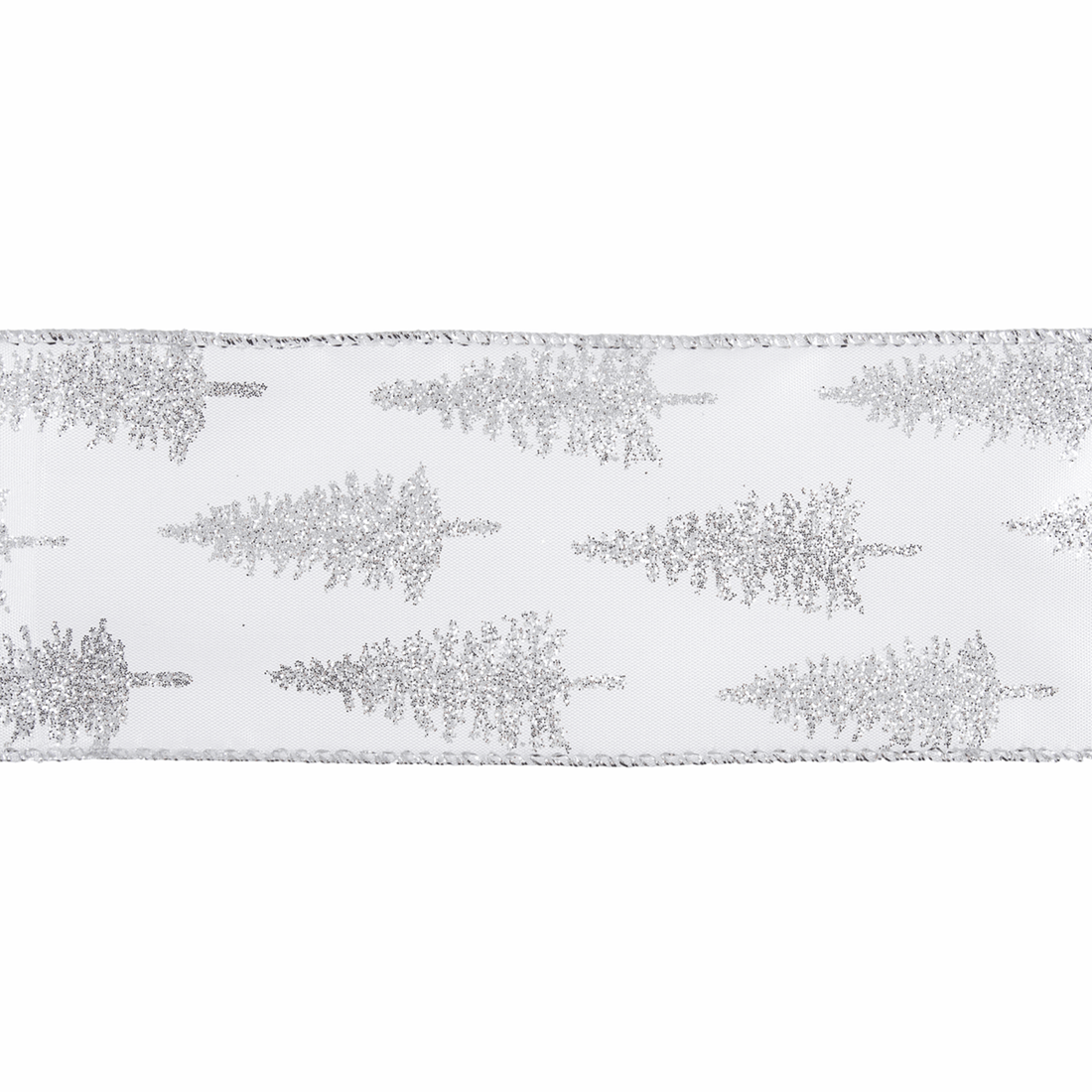 Groves Ribbon Premium Wire Edge Ribbon Trees Silver 63mm Wide Price Per Metre - The Sewing Studio