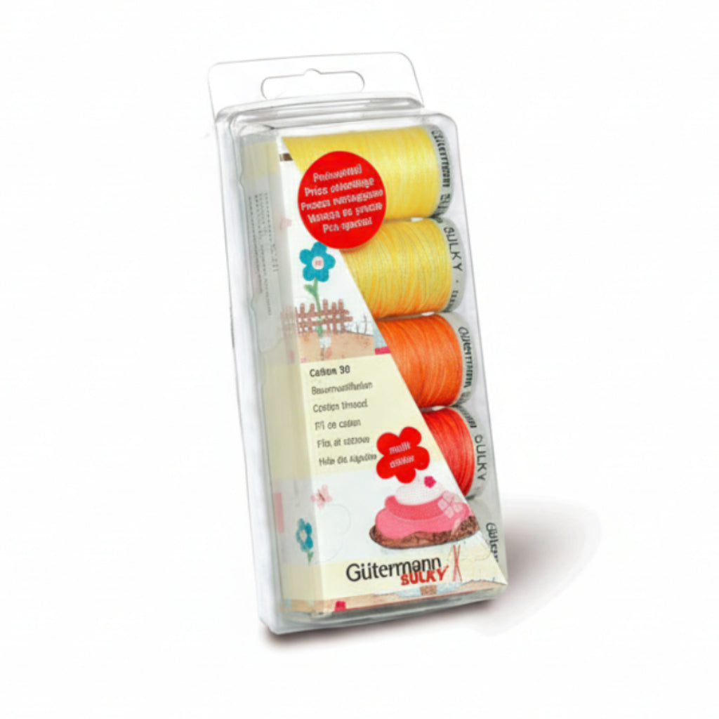 Gutermann Threads Gutermann Thread Set: Cotton 30: 5 x 300m: Yellows/Reds - The Sewing Studio