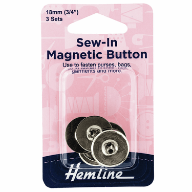 Button Magnetic Sew-In 18mm Nickel 3 Sets