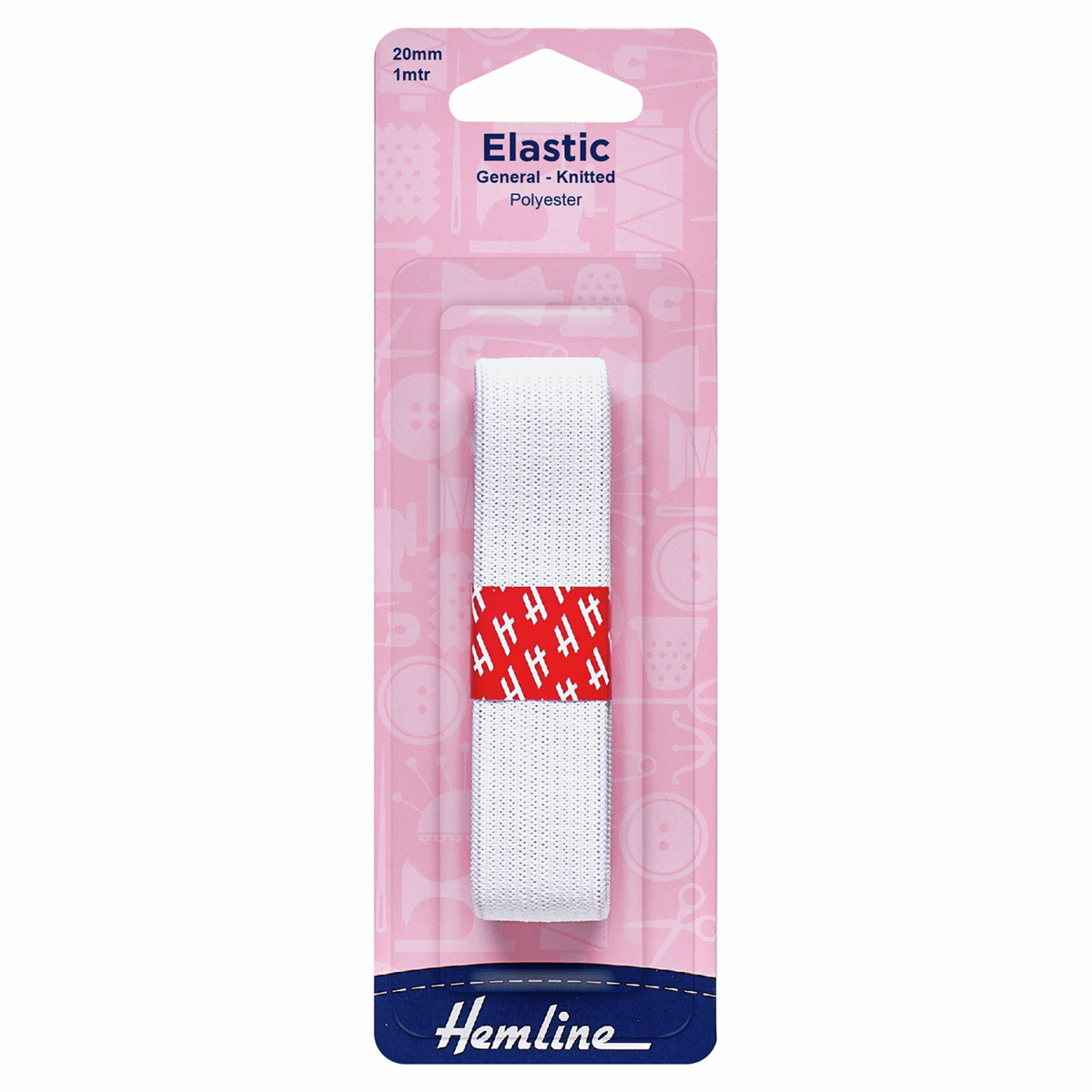 Elastic: General Purpose Knitted White: 1 Metre x 20mm Wide White