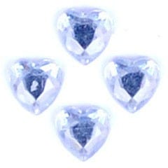 Acrylic Stones: Glue-On: Heart: 6mm: Clear: Pack of 35