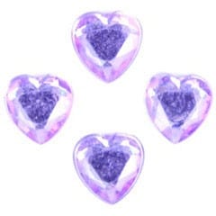 Acrylic Stones: Glue-On: Heart: 6mm: Lilac: Pack of 35