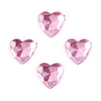 Acrylic Stones: Glue-On: Heart: 6mm: Pink: Pack of 35