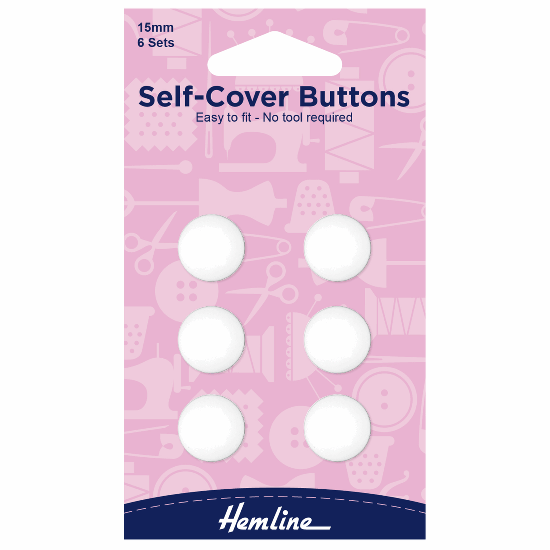 Hemline Buttons Self-Cover Buttons: Nylon: 15mm diameter - The Sewing Studio