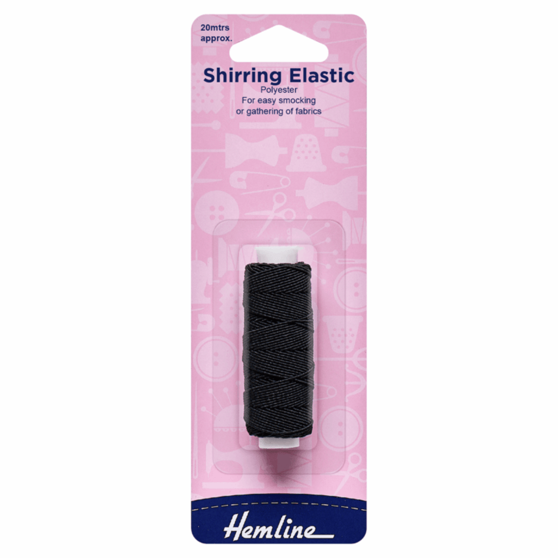 Hemline Elastic Shirring Elastic: Black: 20 Metres x 0.75mm Wide - The Sewing Studio