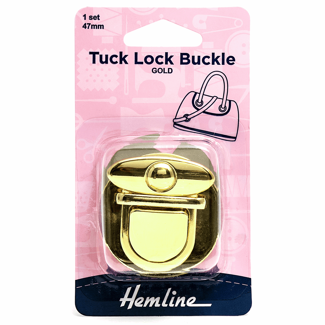 Hemline Eyelets & Fastenings Bag Buckle Tuck Lock 47mm Gold - The Sewing Studio