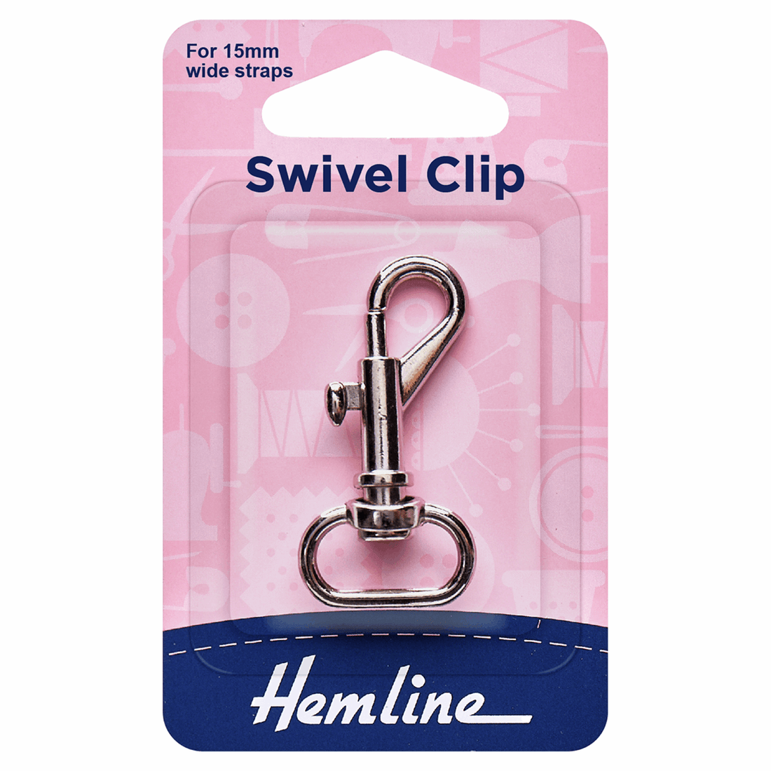 Hemline Eyelets & Fastenings Swivel Clip: Nickel: 15mm - The Sewing Studio