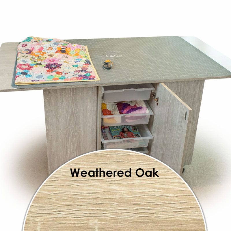 Horn Sewing Cabinets Horn Maxi Hobby Table Weathered Oak - The Sewing Studio