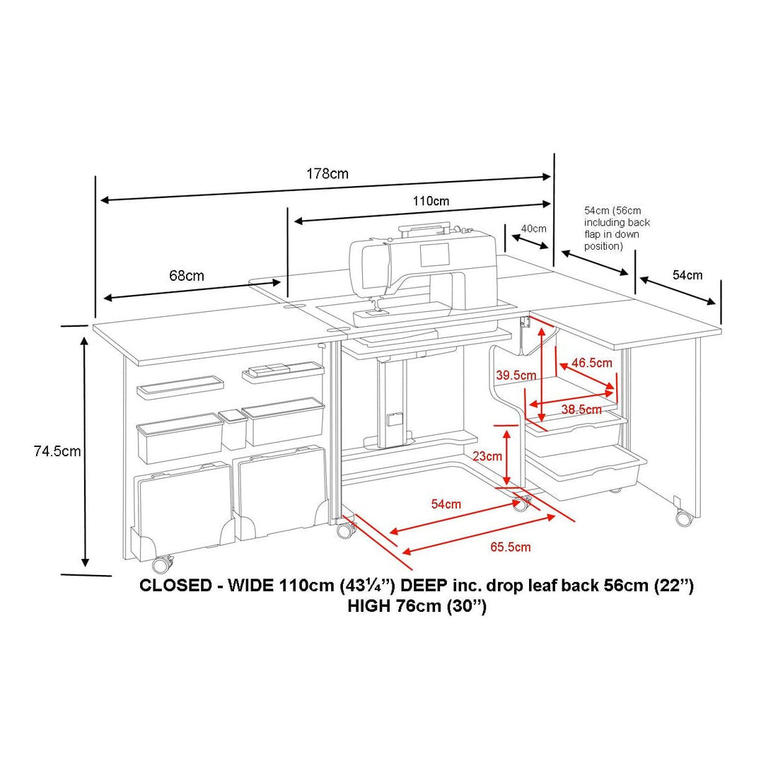 Horn Sewing Cabinets Horn Nova XL White - The Sewing Studio