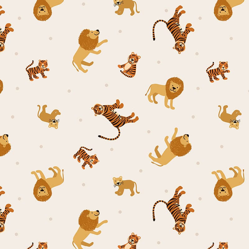 Lewis and Irene Fabric Lewis And Irene Small Things Wild Animals Fabric Lions And Tigers On Cream Sm53.1 - The Sewing Studio