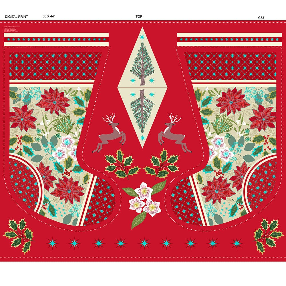 Lewis and Irene Fabric Lewis And Irene Yuletide Stocking Fabric Panel Metallic C99 - The Sewing Studio