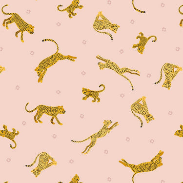 Lewis And Irene Small Things Wild Animals Fabric Leopards And Cheetahs On Pale Pink Sm55.2