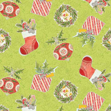 Love Santa Fabric Dear Christmas Green PWCD034