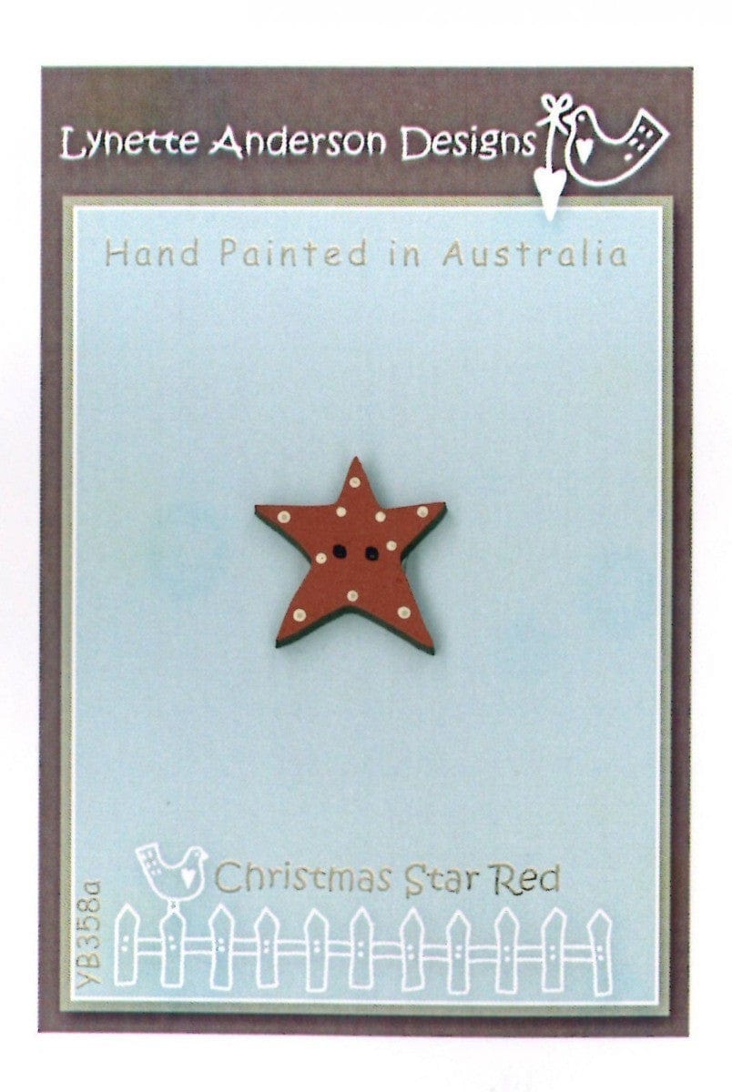 Lynette Anderson Buttons Lynette Anderson Designs Christmas Star Button Red - The Sewing Studio