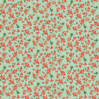 Makower Festive Foliage Berries Teal Fabric 2491/T