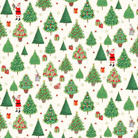 Makower Merry Christmas Christmas Trees Cream Fabric 2481/Q