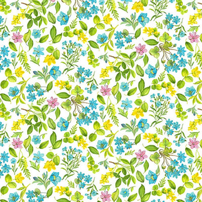 Makower Summer Days Fabric Wildflowers Turquoise