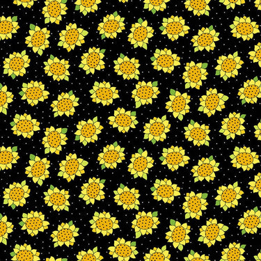 Makower Sunflowers & Honey Sunflower Heads Black 2/9986K