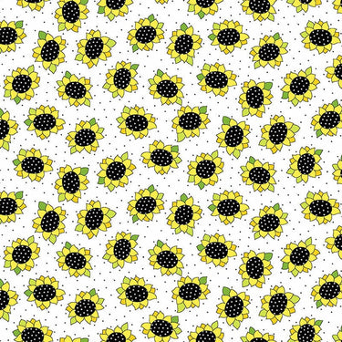 Makower Sunflowers & Honey Sunflower Heads White 2/9986L