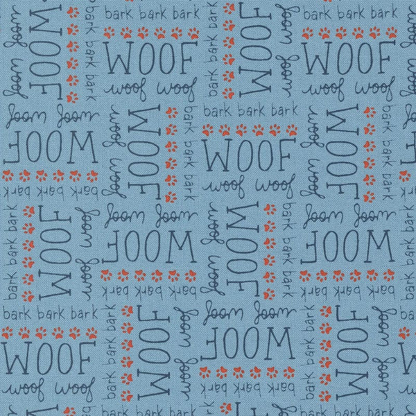 Moda Dog Daze Woof Text Blue 20843-16 Main Image