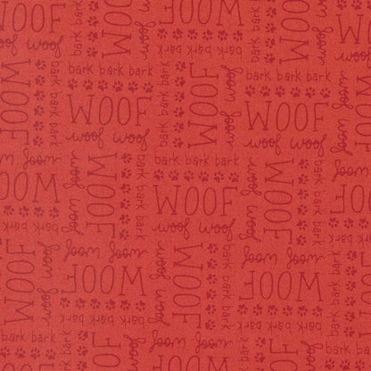 Moda Dog Daze Woof Text Red 20843-17 Main Image