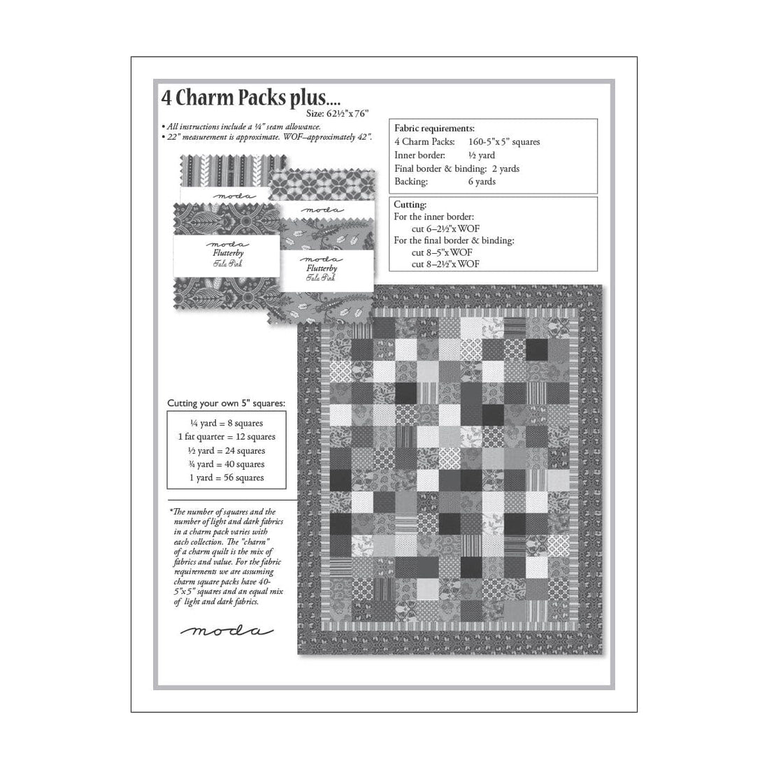 Moda Download Free Pattern: 4Charm Plus - The Sewing Studio