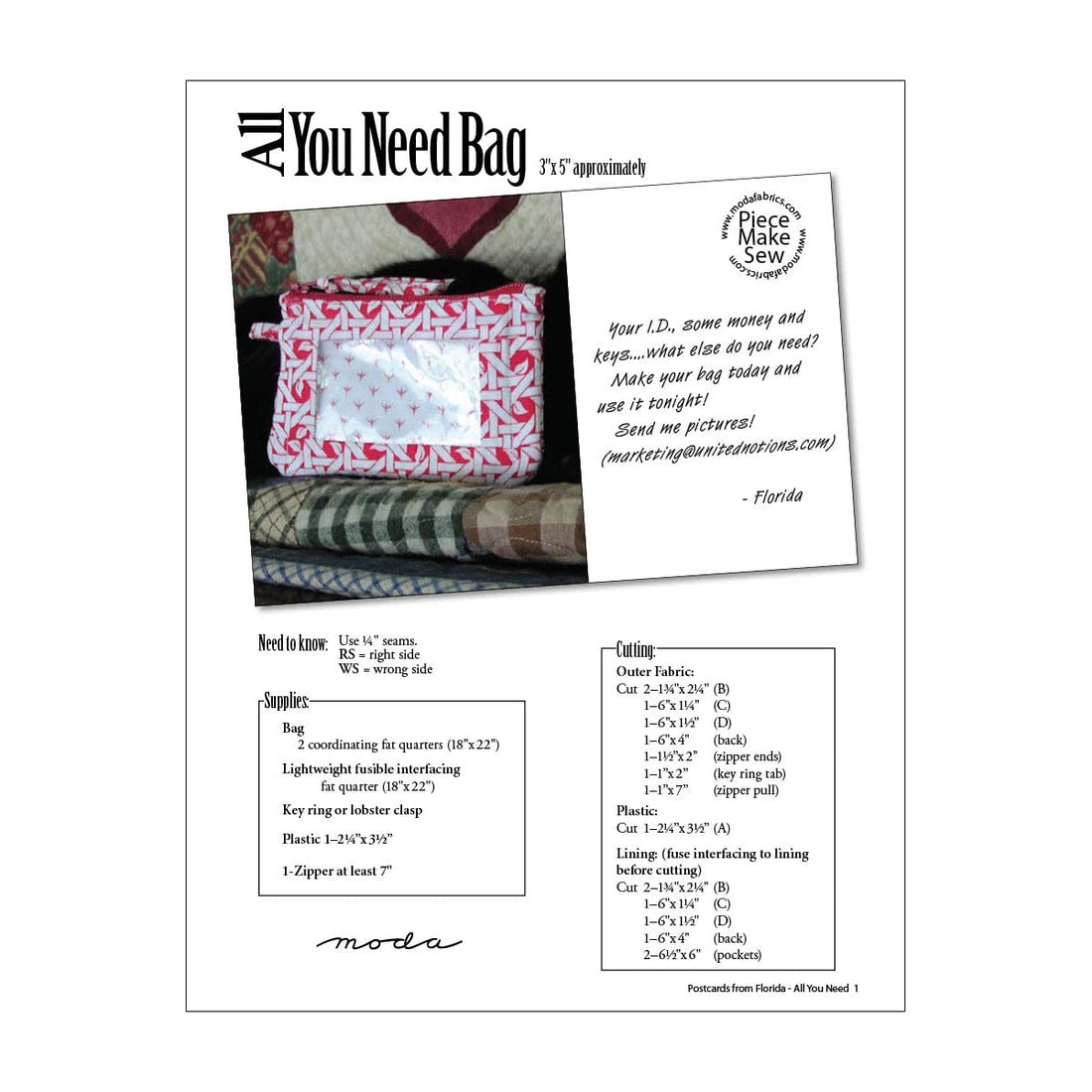 Moda Download Free Pattern: All You Need - The Sewing Studio