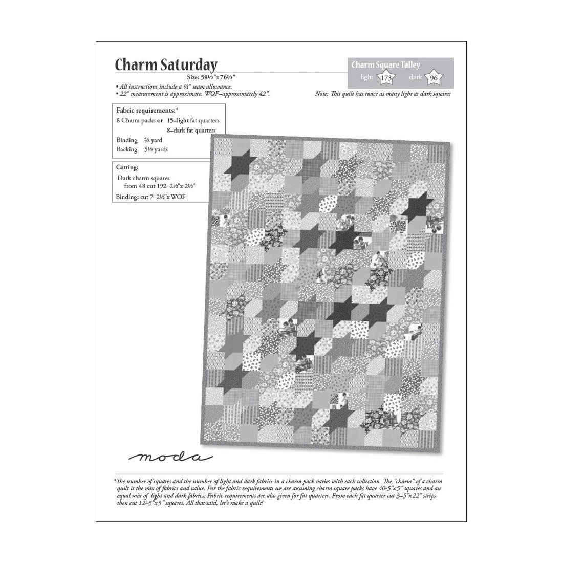 Moda Download Free Pattern: Charm Saturday - The Sewing Studio