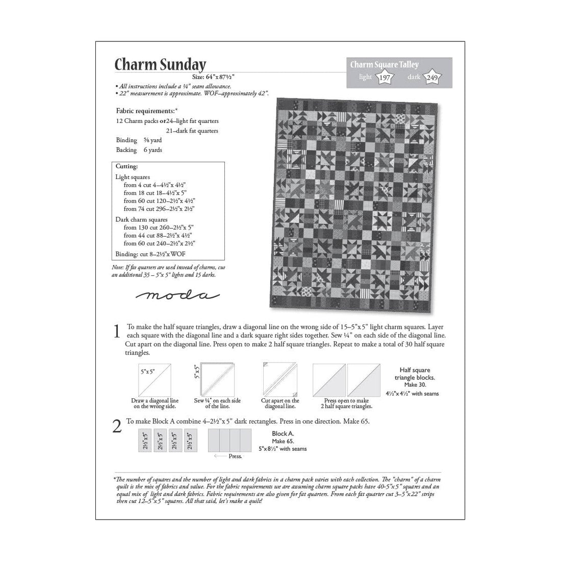 Moda Download Free Pattern: Charm Sunday - The Sewing Studio