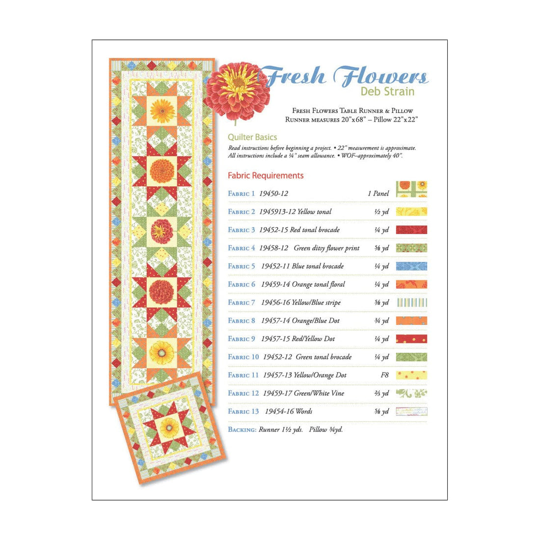 Moda Download Free Pattern: Fresh Flowers Table Runner - The Sewing Studio
