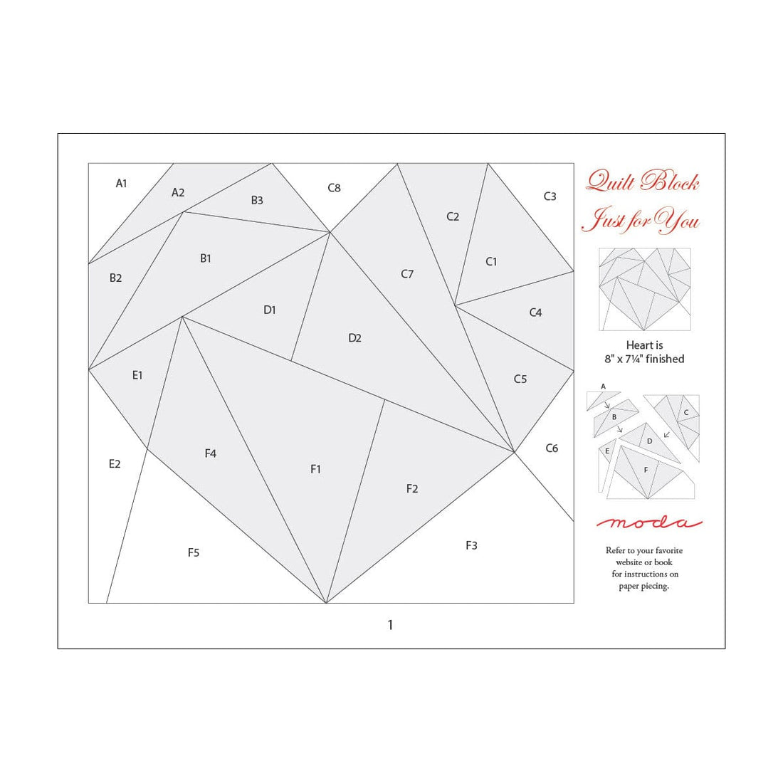 Moda Download Free Pattern: Heart Quilt Block - The Sewing Studio