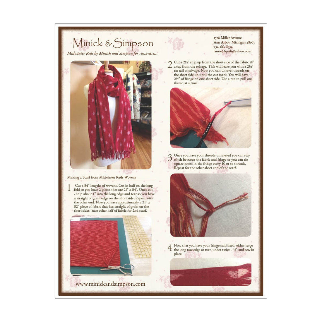 Moda Download Free Pattern: Midwinter Reds Scarf - The Sewing Studio