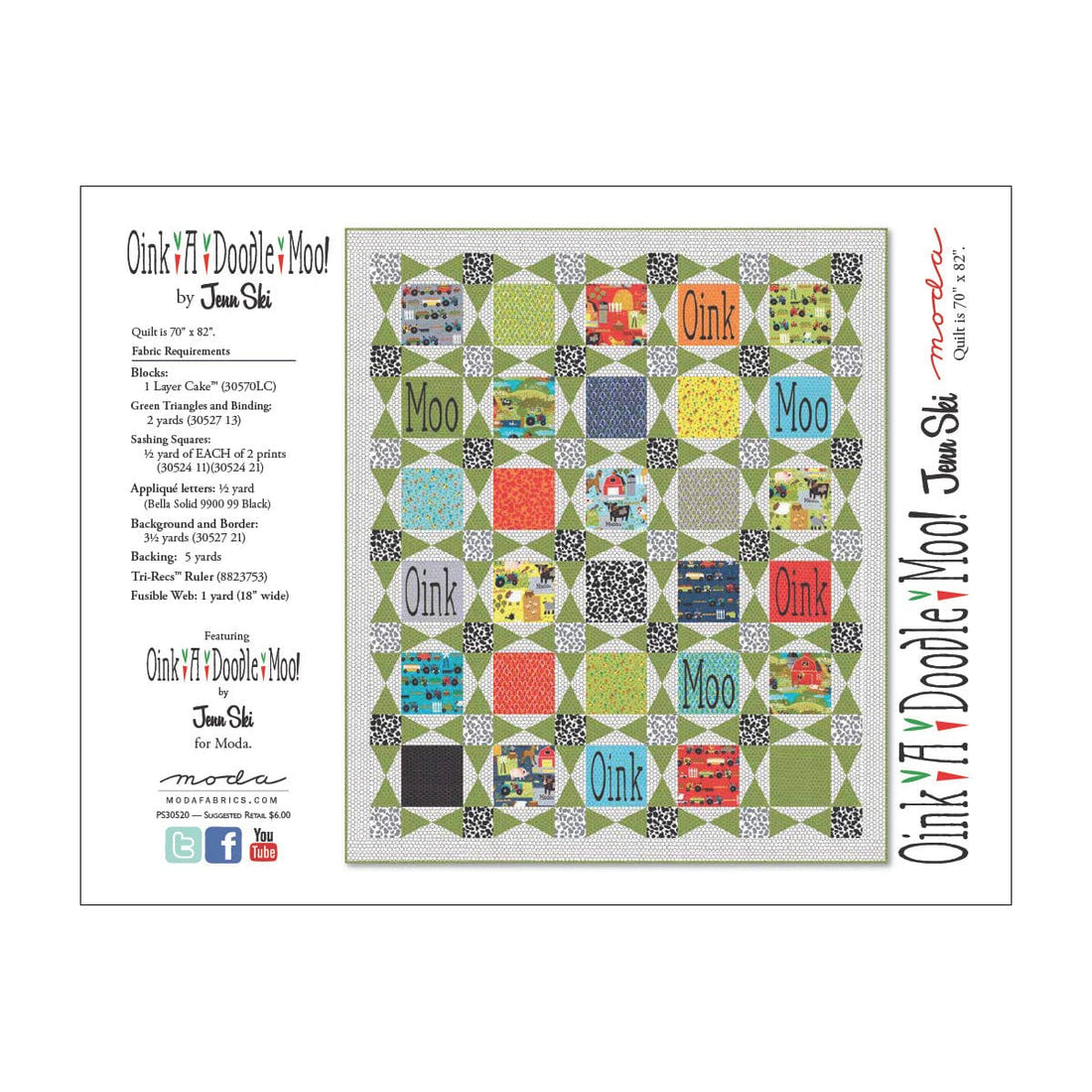 Moda Download Free Pattern: Oink A Doodle Moo Quilt - The Sewing Studio