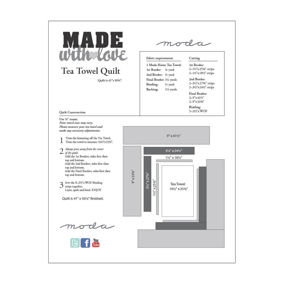 Moda Download Free Pattern: Tea Towel Quilt - The Sewing Studio