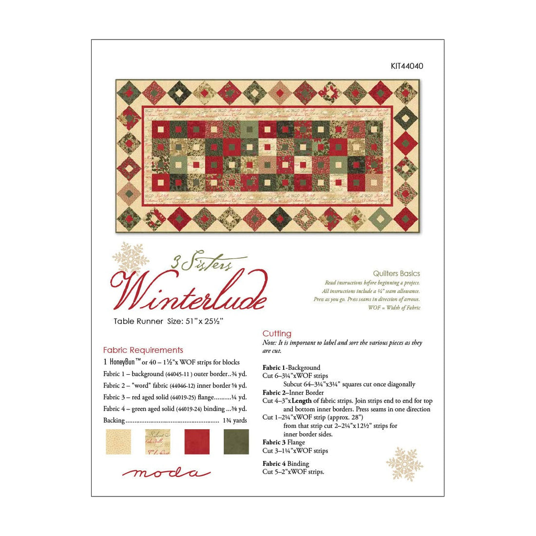 Moda Download Free Pattern: Winterlude Table Runner - The Sewing Studio