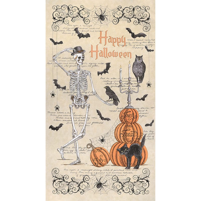 Moda Fabric Panels & Labels Moda Ghostly Greetings Panel 23X44 Inch Parchment 56040-11 - The Sewing Studio